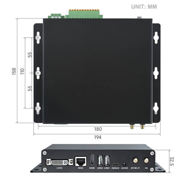 Mechanical Drawing - MYIR MY-EVC700S-V2 Industrial PC Box